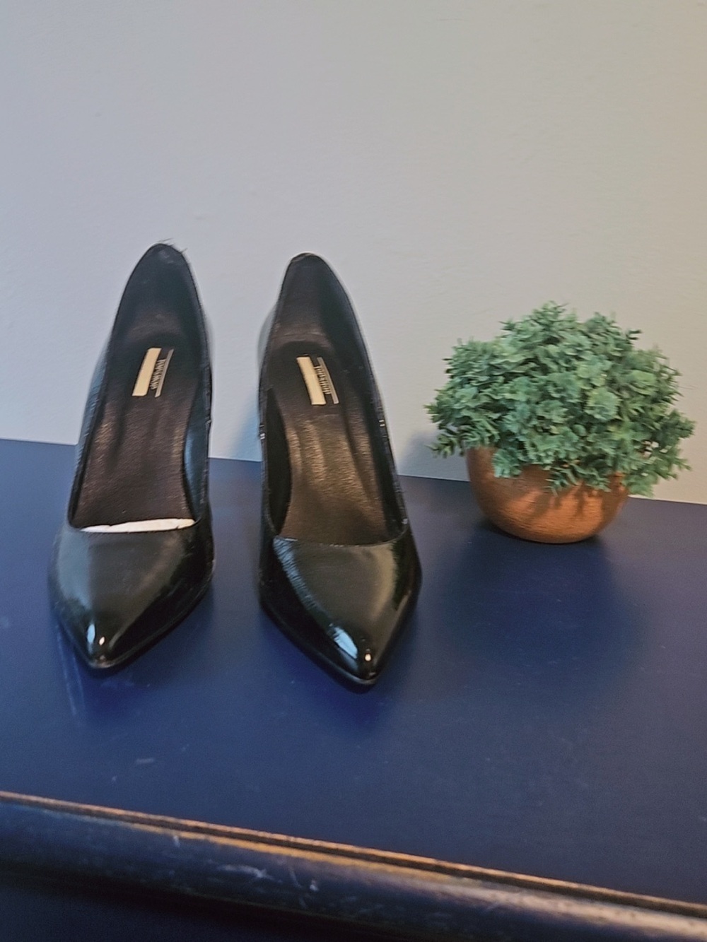 Topshop Black Patent Pointed-Toe Heels